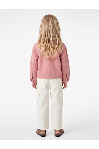 Koton Yıldız Nakışlı Pamuklu Kapaklı Cepli Uzun Kollu Denim Ceket Pembe 7wmg60002ad Açık Pembe