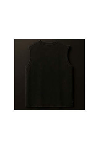 Technomonkey Siyah Erkek Pamuklu Antrenman Sporcu Atleti Oversize Yıkamalı Push Up Baskılı Kolsuz T-shirt