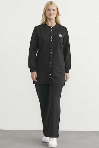 Çıtçıtlı Tunik Boy Eşofman Takım - Siyah Siyah
