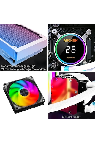 Archon Forza 240mm A-rgb Cpu Soğutucu Sıvı Soğutma Sistemi Siyah