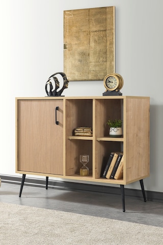 4110 Şile Metal Ayaklı Metal Kulplu 100 Cm Konsol - Tv Ünitesi - Yemek Odası Yunus - Safir Yunus - Safir