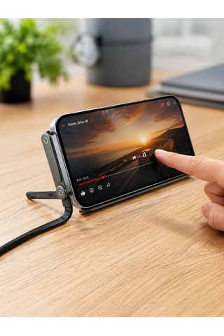 240w Typec Telefon Standlı Örgülü Şarj Ve Data Kablosu