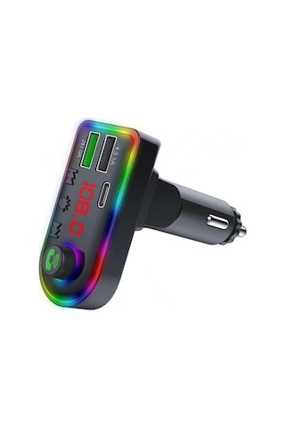 Willowhaven F8 Araba Fm Verici Renkli Işık Tipi-c Araba Mp3 Çalar-siyah