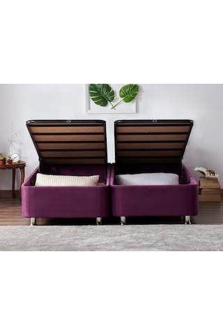 Nironyatak Niron Purple Baza 140X190 Cm Çift Kişilik Sandıklı Mor Kumaş Baza