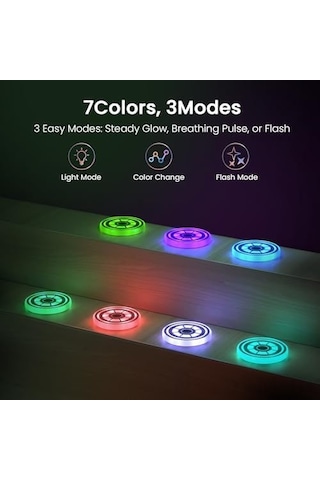 Geeksen 2 Adet Şarjlı Titreşim Sensörlü Led Araba Fincan Tutucu Lambası - 7 Renkli Degrade Araç İçi Dekorasyon Aydınlatma