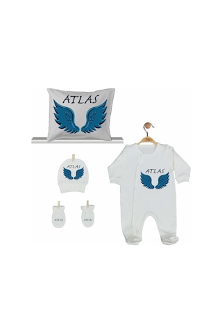 Pia Baby Gl 2204 İsme Özel Beşli Tulum Set Mavi