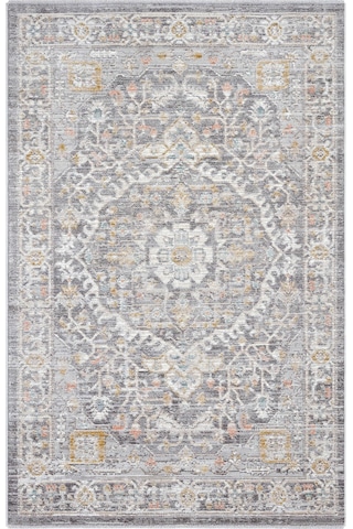 Cool Halı Zaraf Açık Gri Klasik Göbekli Etnik Desen Vintage Halı Oturma Odası Salon İnce Yazlık Halı