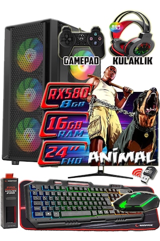 Warbox Animal i5-3350P 16 GB 256 GB + 250 GB SSD Radeon R7 240 24" W10P Masaüstü Oyuncu Bilgisayarı