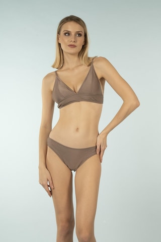 Estiva Geniş Bantlı Toparlayıcı Üçgen Bikini Takımı - Kahverengi Çok Renkli