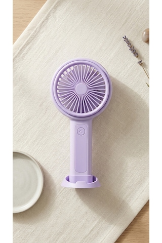 Mini El Fanı Mor Kompakt Tasarımlı, Usb Şarjlı Güçlü Taşınabilir Vantilatör Fan-pl118