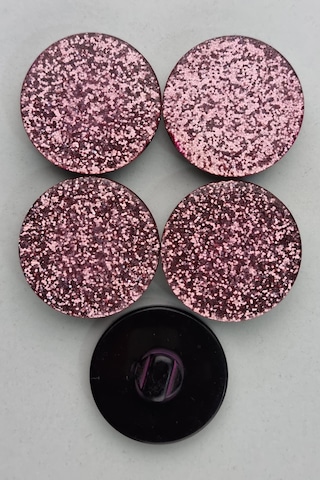 Büyük Boy Akrilik Simli Pembe Kaban Çeket Hırka Yelek Düğmesi 5 Adet