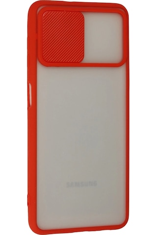 Newface - 796 - Samsung Galaxy A22 Kılıf Palm Buzlu Kamera Sürgülü Silikon - Matxzngz - - Kırmızı
