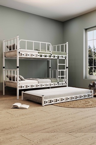 Argimo Zambak Yavrulu Metal Ranza Ve Karyola Beyaz 90 x 190