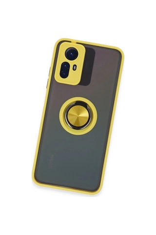 Gld-spt- Newface Xiaomi Redmi Note 12s Kılıf Montreal Yüzüklü Silikon Kapak - Sarı
