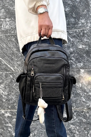Just Polo Kadın Siyah Orijinal İthal Çok Gözlü Su Geçirmez Ultra Hafif Sırt Çantası Shopper