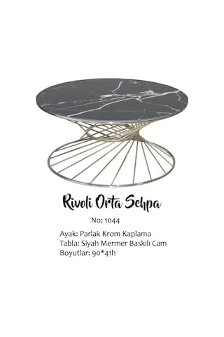 Brc Rivoli Orta Sehpa Model 1044 Siyah Mermer Düz Cam Metal Trans (411767809)