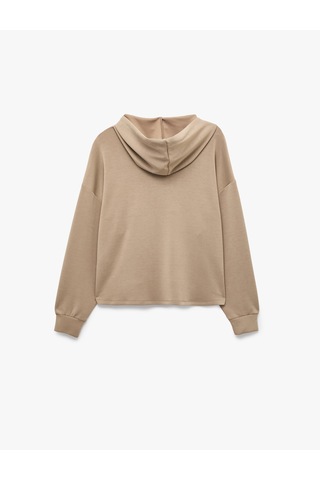 Koton Regular Fit Modal Kumaş Uzun Kollu Kapüşonlu Kanguru Cepli Sweatshirt Kahverengi 7wak10021ek Kahve