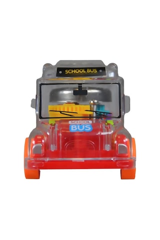Ctoy Işıklı Sesli Şeffaf Minibüs Kırmızı