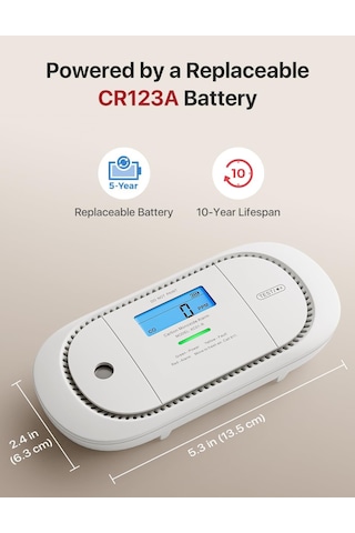 X-sense Karbonmonoksit Alarmı, Dijital Lcd Ekranlı, 5 Yıl Değiştirilebilir Pil Ve Tepe Değer Hafızalı Co Dedektör Alarmı, Xc01-r