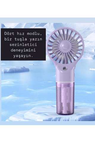 El Tipi Sulu Buharlı Fan Şarjlı Vantilatör Mini Masaüstü El Fan Taşınabilir 4 Kademeli Usb Pervane -