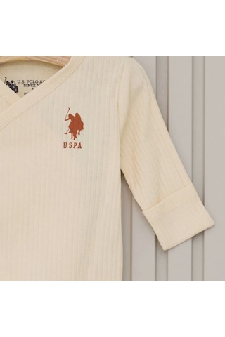 U.S. Polo Assn. Kız Bebek 5'li Zıbın Seti Usb2107 Krem