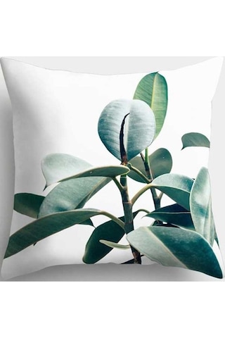 Novahub Kauçuk Bitkisi Kırlent Kılıfı Yeşil, 45x45 Görselli Yeşil