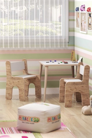 Miracle 3d Çocuk Oyun Etkinlik Çalışma Masası Ve Sırt Dayamalı Sandalye Aktivite Masası 2-4 Yaş Arası Atlantik