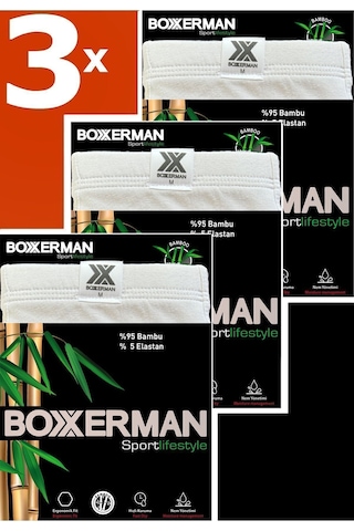 Boxxerman Tatkan - 3'lü - Erkek Bambu Sport Boxershort Beyaz