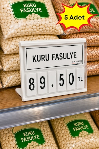5 Adet - Fiyat Kasetlik Manav Kasap Şarküteri Etiketi Rakamlı Fiyatlık Ayaklı Küçük Boy 77x62 Mm Beyaz
