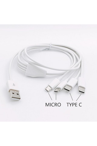 Alfais 4758 4 İn 1 Şarj Kablosu 2x Type-c 2x Micro Usb Çoklayıcı