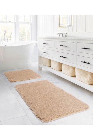 Koza Home Koza Home Segura Peluş Bej Kaydırmaz Taban Banyo Paspası Bej