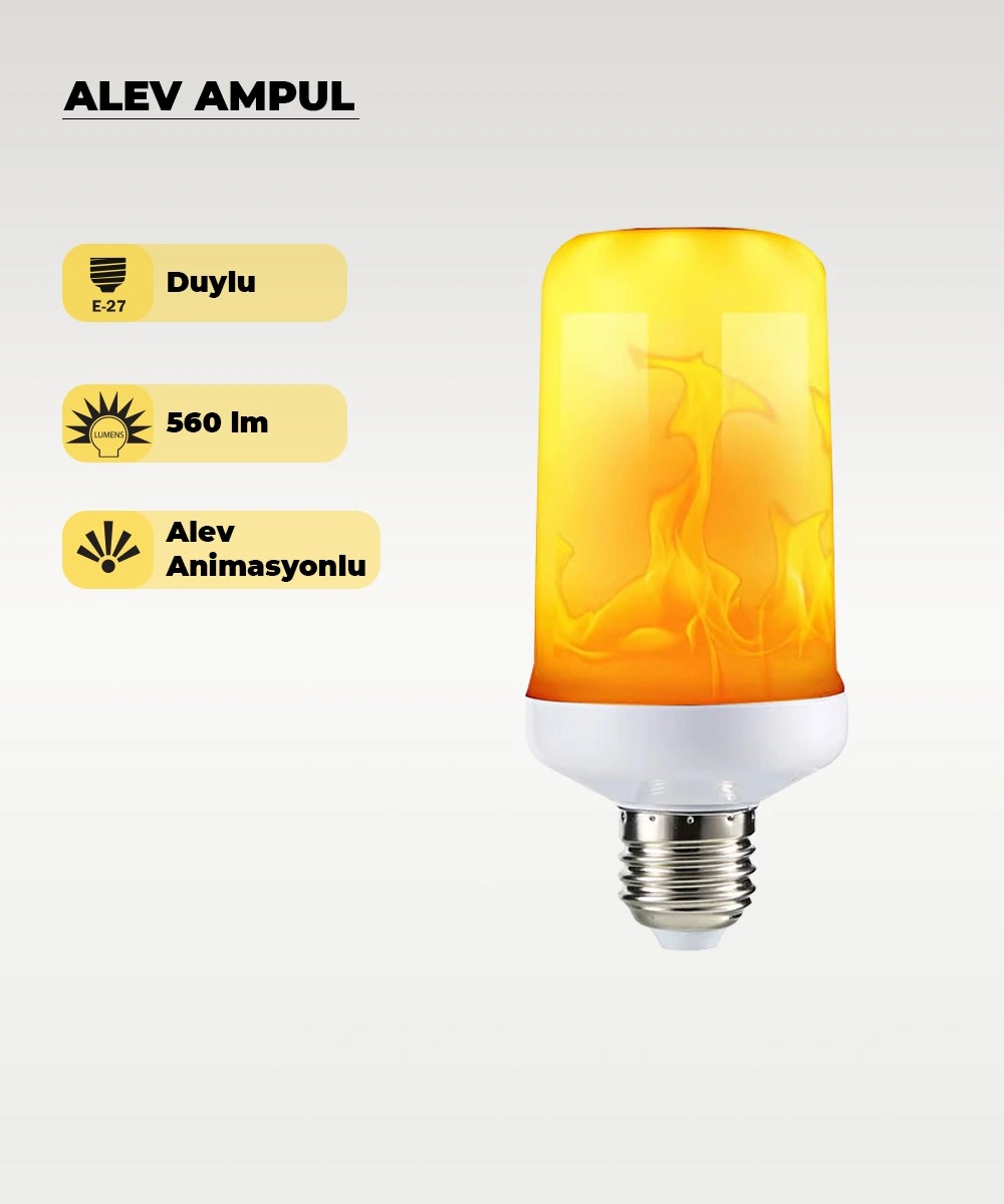 7w Alev Efektli Dekoratif Led Ampul - E27 Duy 1 Adet