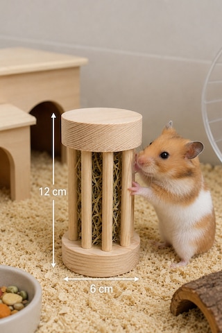 Doğal Ahşap Orta Boy Saman Ot Silindiri -hamster, Ginepig Ve Tavşan Yemliği