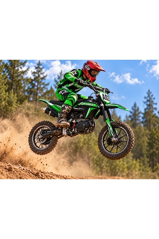 Enbest Mini Cross 49cc 6-13 Yaş Arası (Plaka Ve Ehliyet Gerektirmez) Yeşil