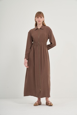 Ftz Modal Elbise Kahve 31033 Kahve