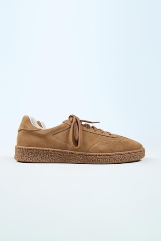 Krahe Palminteri Erkek Hakiki Deri Bağcıklı Kum Sneakers