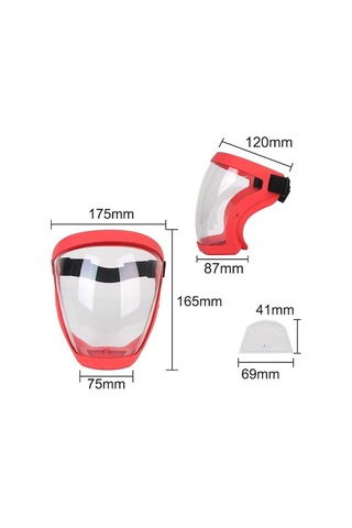 Springsun Kırmızı Güncellenmiş Tip Tam Güvenli Transparan Yüz Maskesi - Sprey, Toz Ve Çalışma/sürekli Kullanıma Dayanıklı