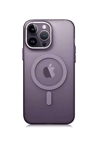 Apple Uyumlu iPhone 14 Pro Max Kılıf Magsafe Şarj Özellikli Buzlu Sert Pc Tchs Tuval Kapak - Siyah Siyah