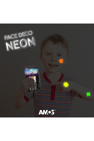 Amos Neon Gece Parlayan Yüz Boyası - 3lü Set