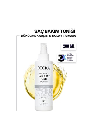 Becka Keratin Saç Toniği Kolay Tarama & Dökülme Karşıtı Biotin Caffein 200 Ml