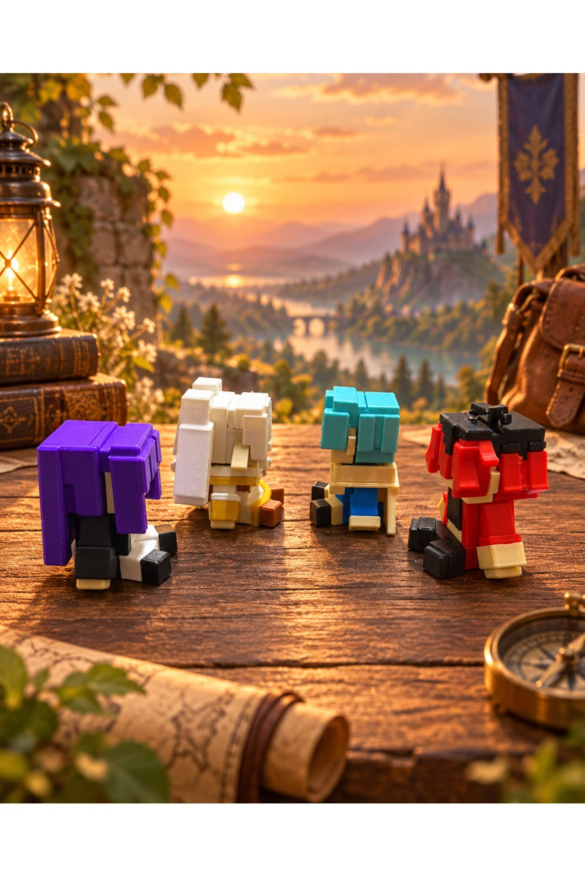Frieren Beyond Journey S End 4 Lü Mini Anime Figür Seti Frieren Fern Himmel Stark Pixel Art 3d Baskı Masaüstü Dekor