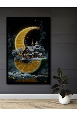 Büyülü Limon Ayı Ev Dekoratif Ahşap Tablo Uynkfrk68571