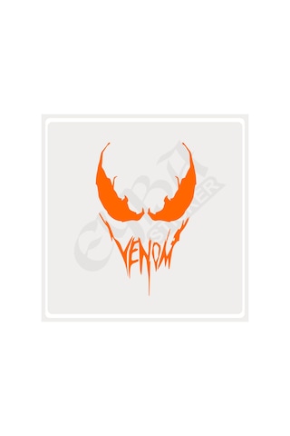 Venom Araba, Motorsiklet, Kask, Laptop,cam Sticker 16x12 Cm Venom Yazılı Turuncu