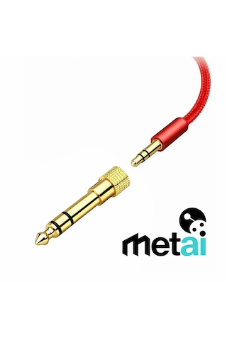 Metai 6.35mm 3.5mm Jack Dönüştürücü Adaptör Altın Kaplama Amfi, Mikrofon, Kulaklık Uyumlu