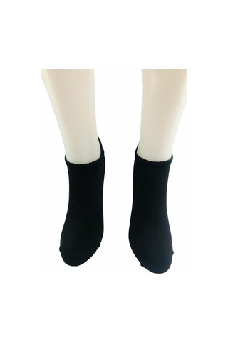 Jawalli Desenli Hava Alan Dikişsiz Kadın Patik Çorabı-Siyah