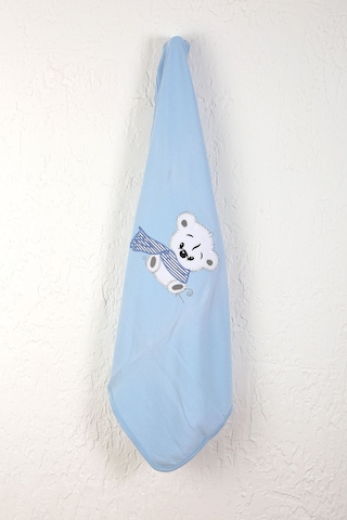 %100 Pamuklu Yenidoğan Çift Katlı Penye Bebek Battaniyesi Mavi