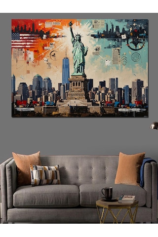 Ahşap Tablo Özgürlük Heykeli Ve New York Çocuk Odası Tabloları