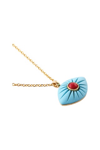 Masaliko Göz Gümüş Kolye Ms3266, 925 Ayar Kadın Gümüş Kolye, Altın Kaplama Altın