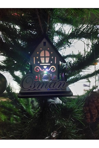 Lavanta Tasarım Işıklı Ağaca Asılabilen Maket Ev 5 Beyaz