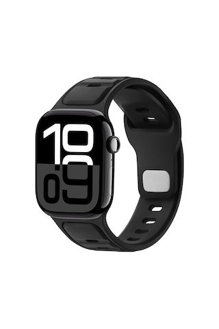 Apple Uyumlu Watch 42mm 44mm 45mm S10 46mm Ultra 49mm Çift Renkli Spor Silikon Kordon Nefes Alabilir